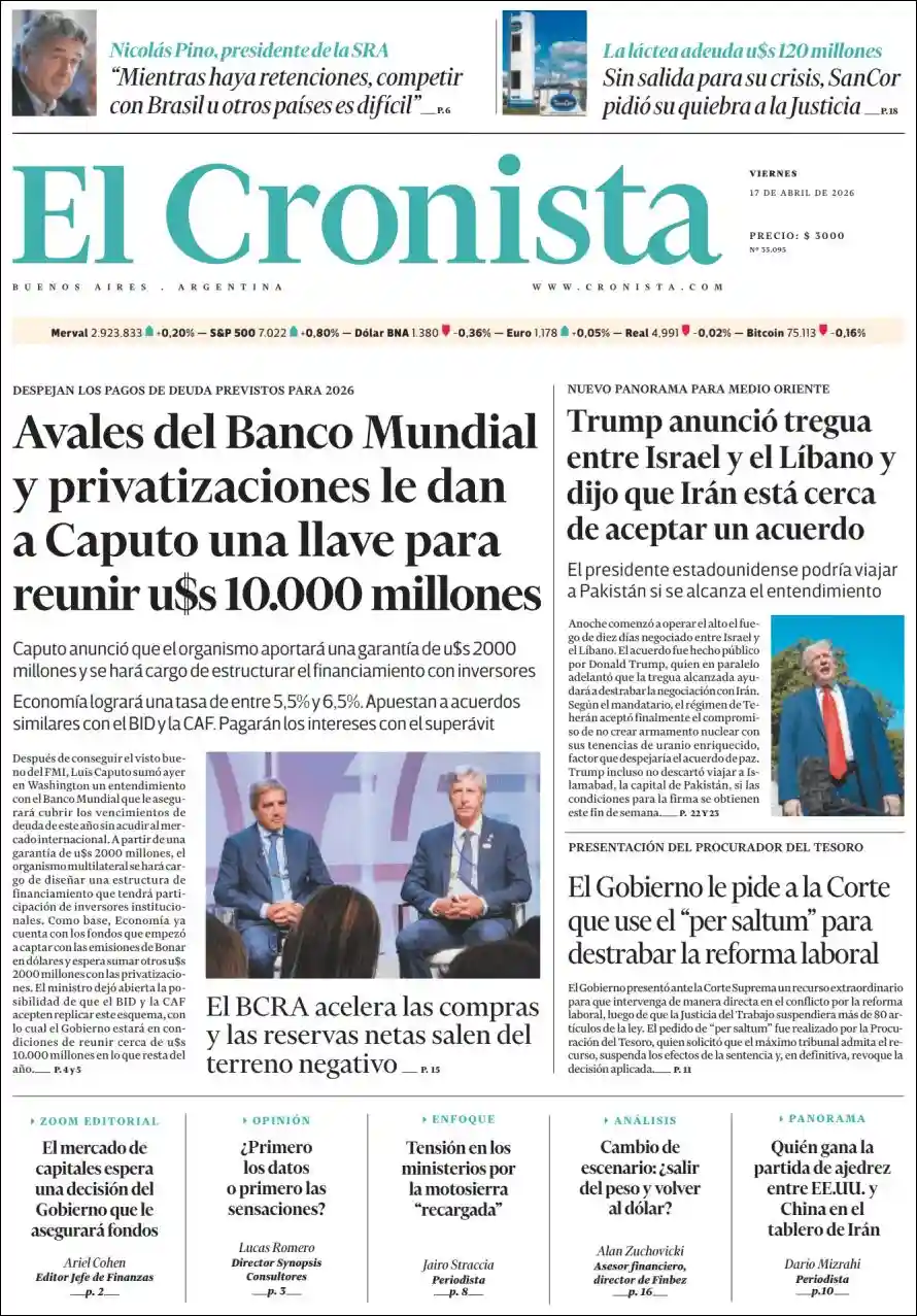Estudios Max | RÁFAGA NOTICIAS - Tapa del diario Cronista