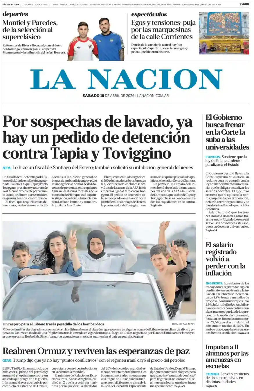 Estudios Max | RÁFAGA NOTICIAS - Tapa del diario Nacion