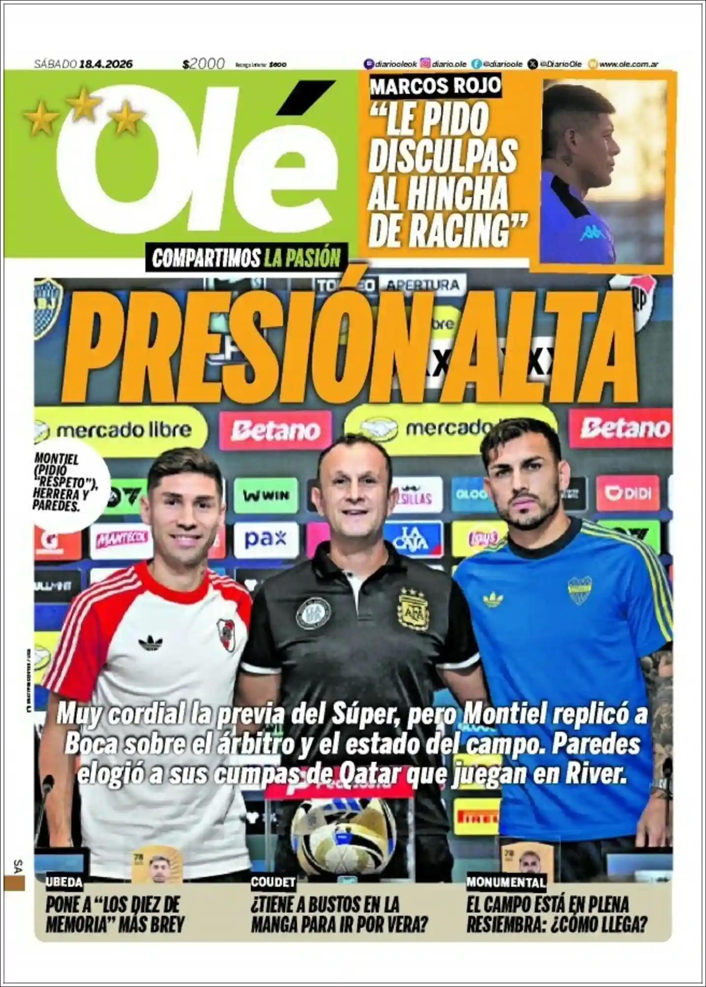 Estudios Max | RÁFAGA NOTICIAS - Tapa del diario Ole