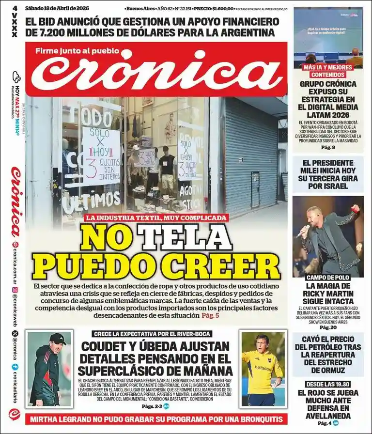 Estudios Max | RÁFAGA NOTICIAS - Tapa del diario Crónica